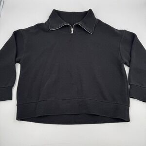 Calla Half Zip Pullover Sweatshirt Cozy Loungewear Athleisure‎ Top Black L